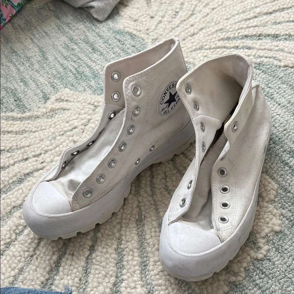 Converse Women's White Platform Sneakers - Picture 1 of 5